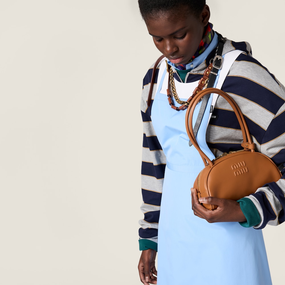 Miu Miu Beau leather bag Cognac