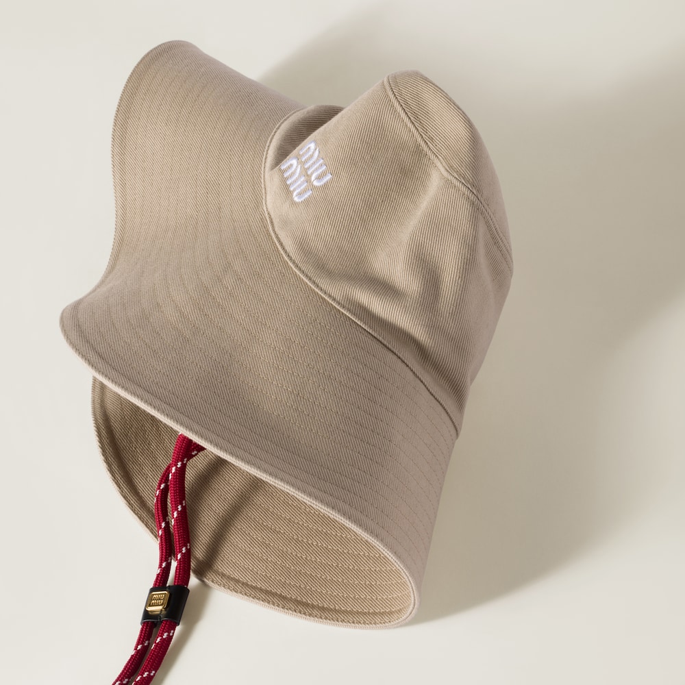 Miu Miu Denim hat - Beige/Amaranth