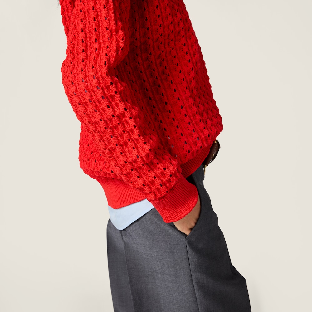 Miu Miu Technical yarn V-neck sweater Red