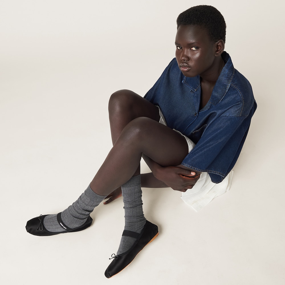 Miu Miu Satin ballerinas Black