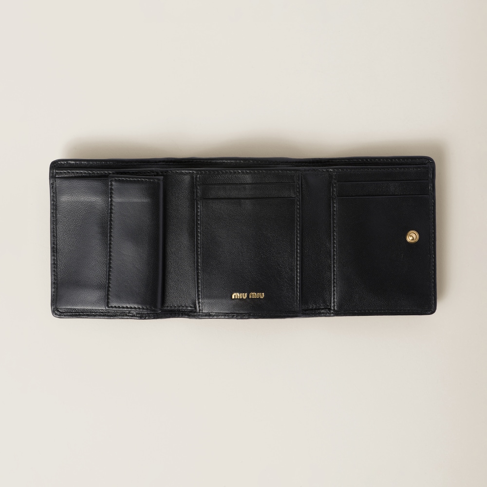 Miu Miu Small matelassé nappa leather wallet Black