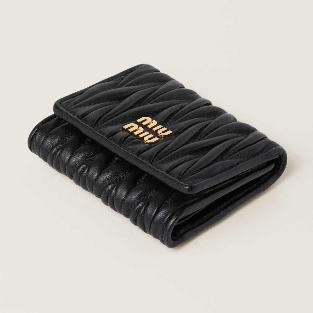Miu Miu Small matelassé nappa leather wallet Black