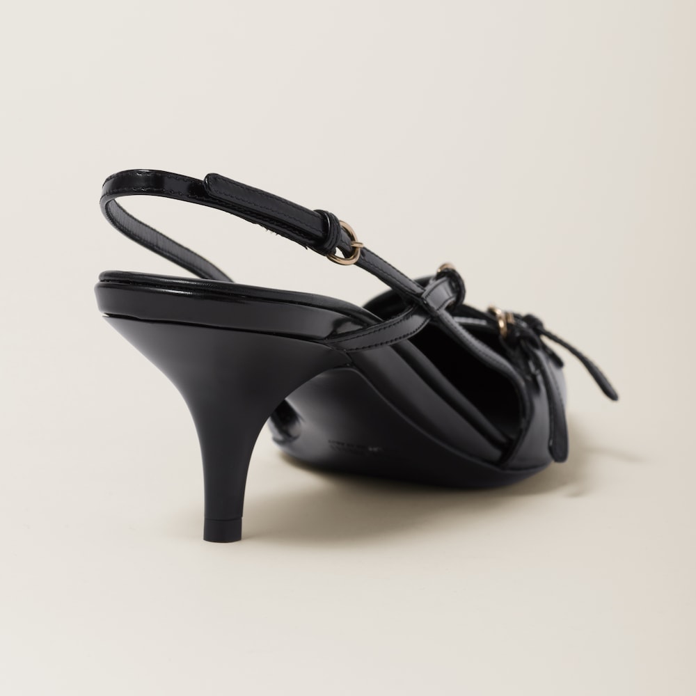 Miu Miu Brushed leather slingbacks with buckles Black