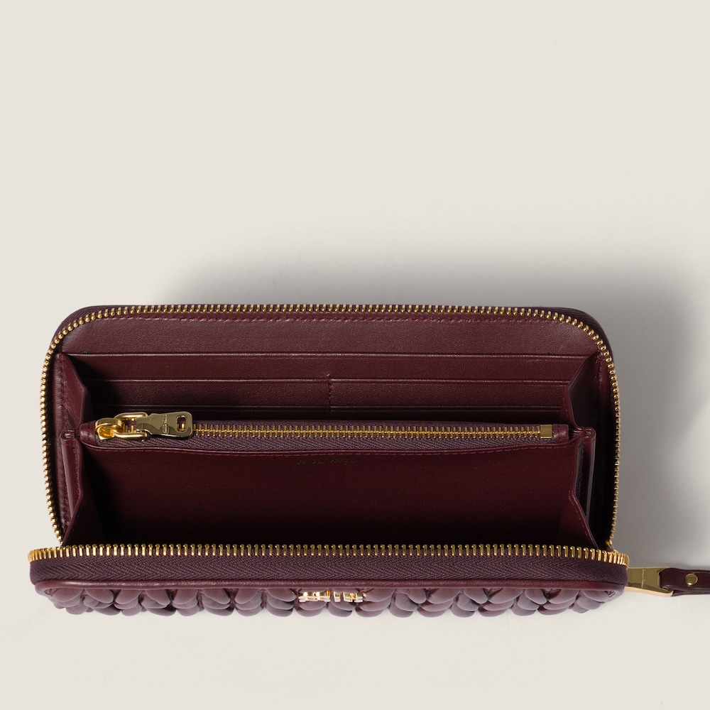 Miu Miu Large matelassé nappa leather wallet Burgundy