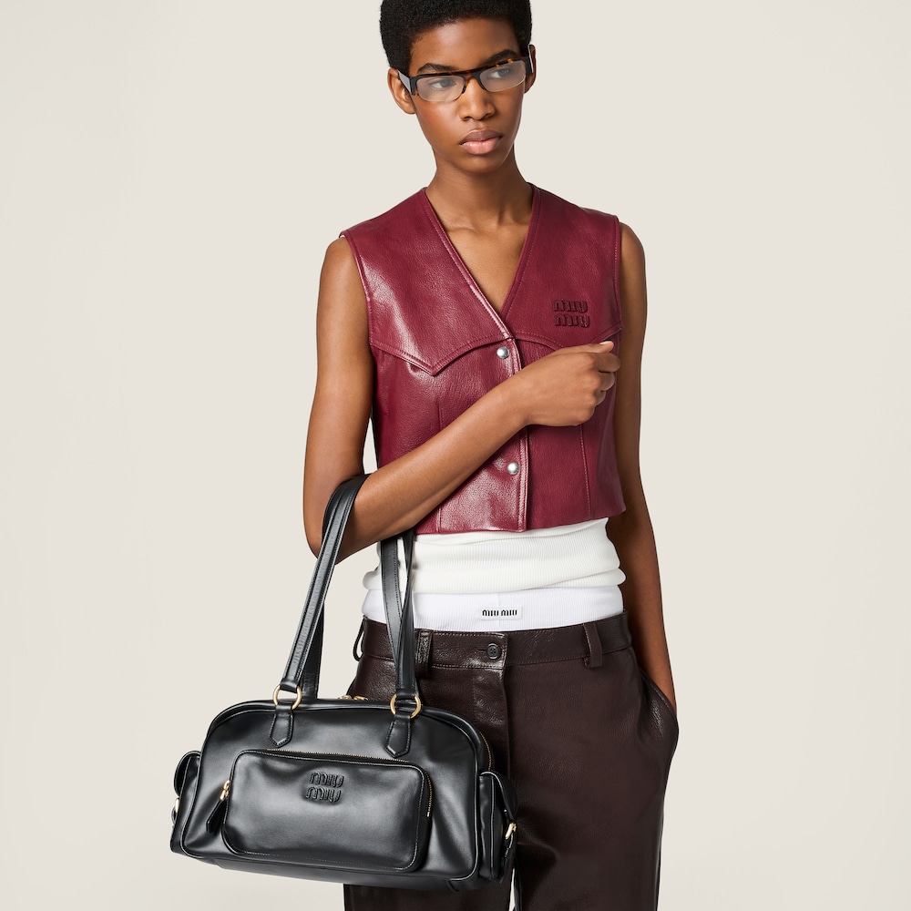 Miu Miu Pocket nappa leather top-handle bag Black