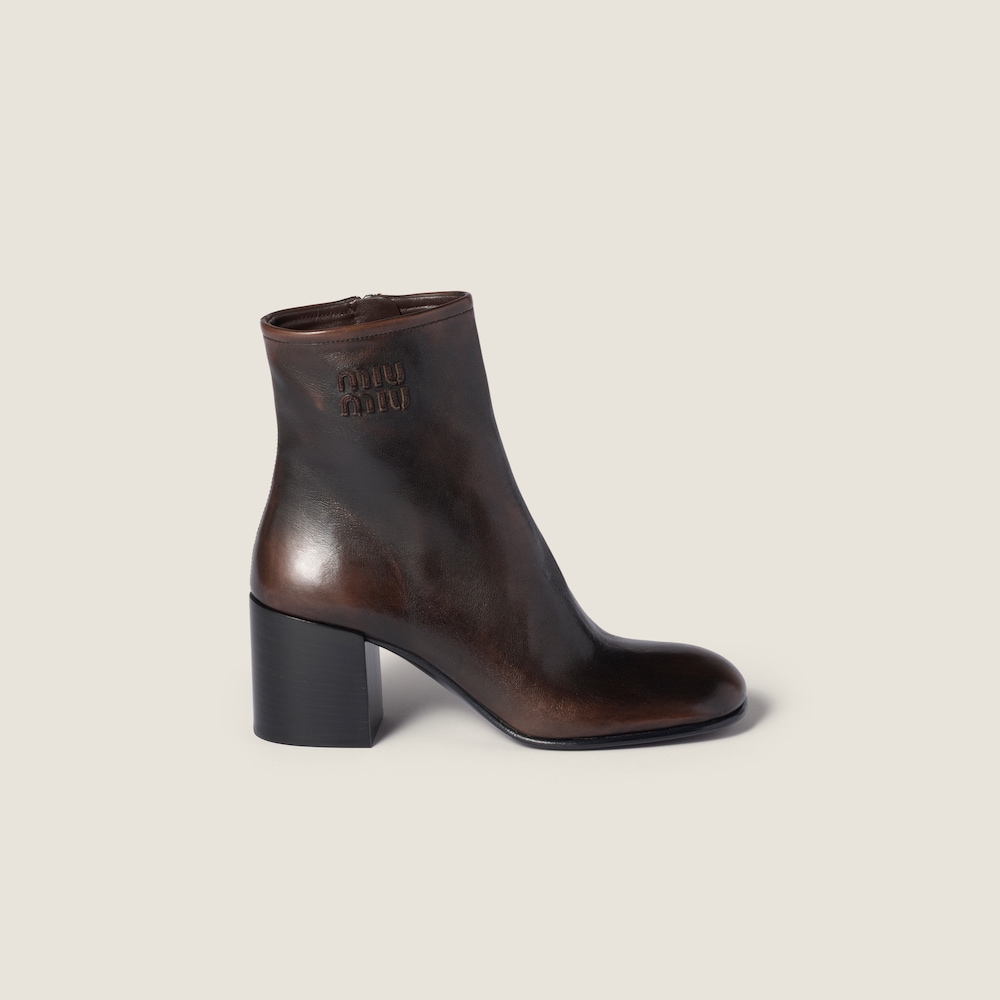 Miu Miu Fumé calf booties Dark Brown