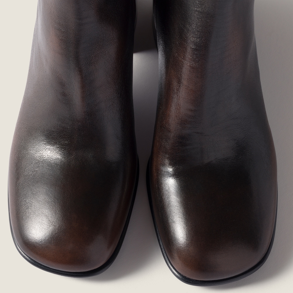 Miu Miu Fumé calf booties Dark Brown