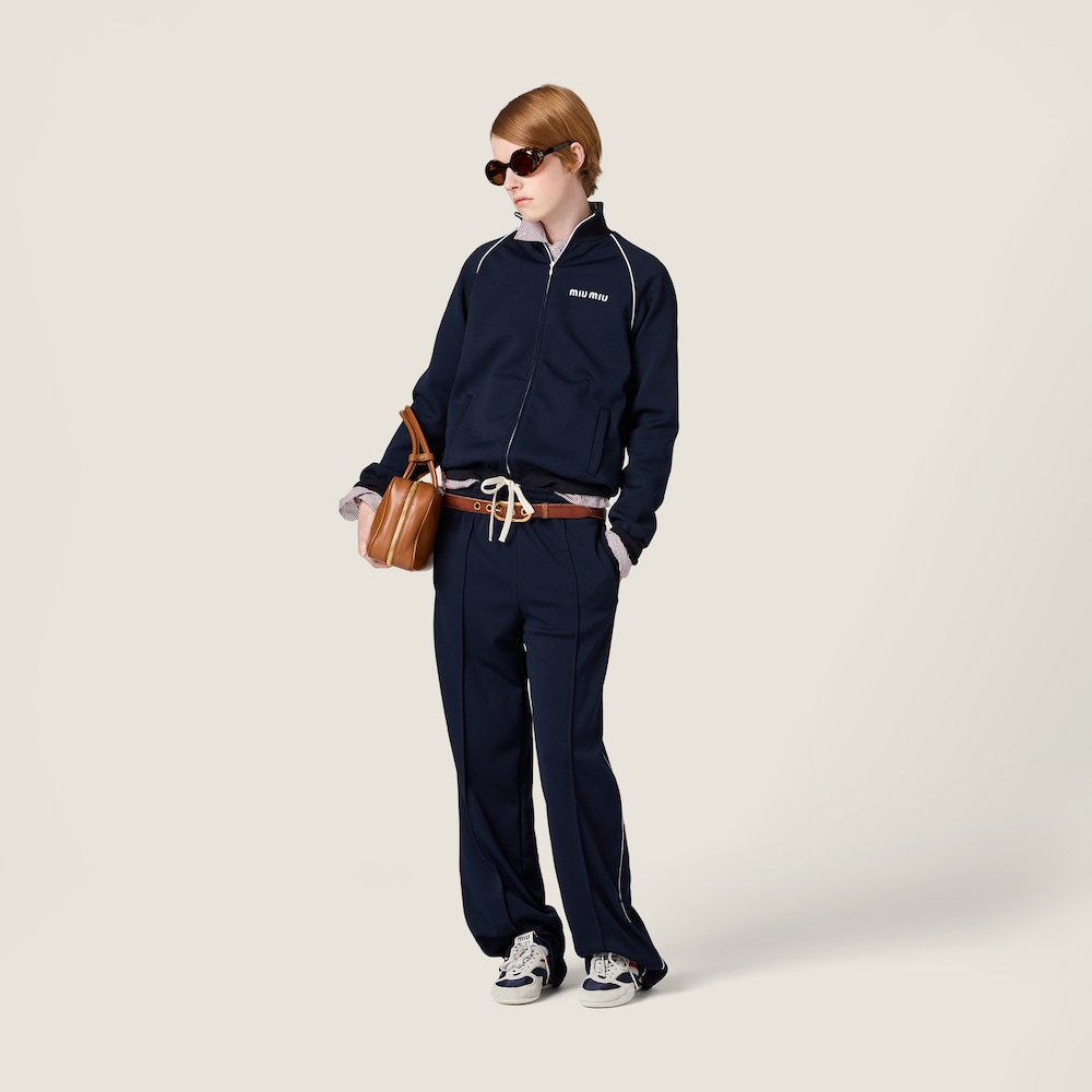 Miu Miu Technical jersey blouson jacket Navy