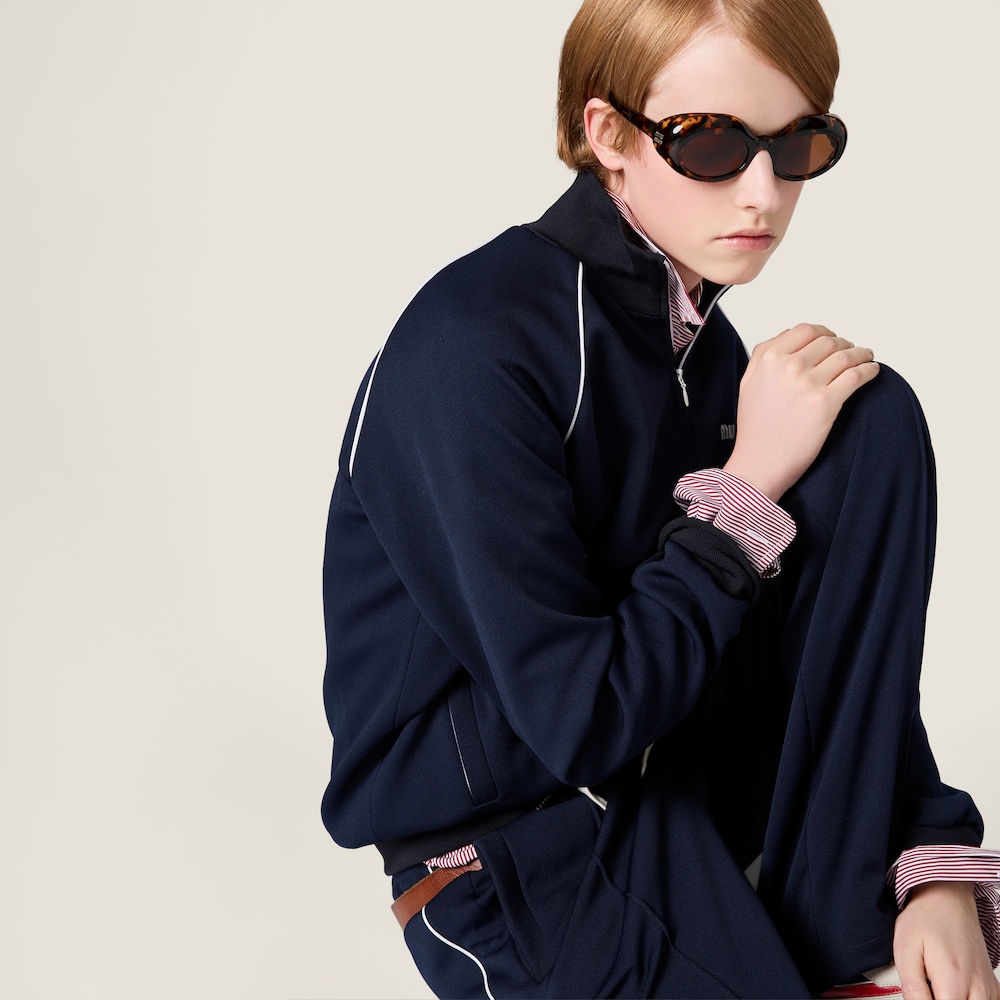 Miu Miu Technical jersey blouson jacket Navy