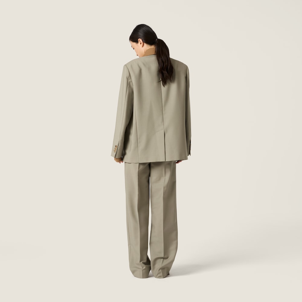 Miu Miu Single-breasted kid mohair jacket Beige