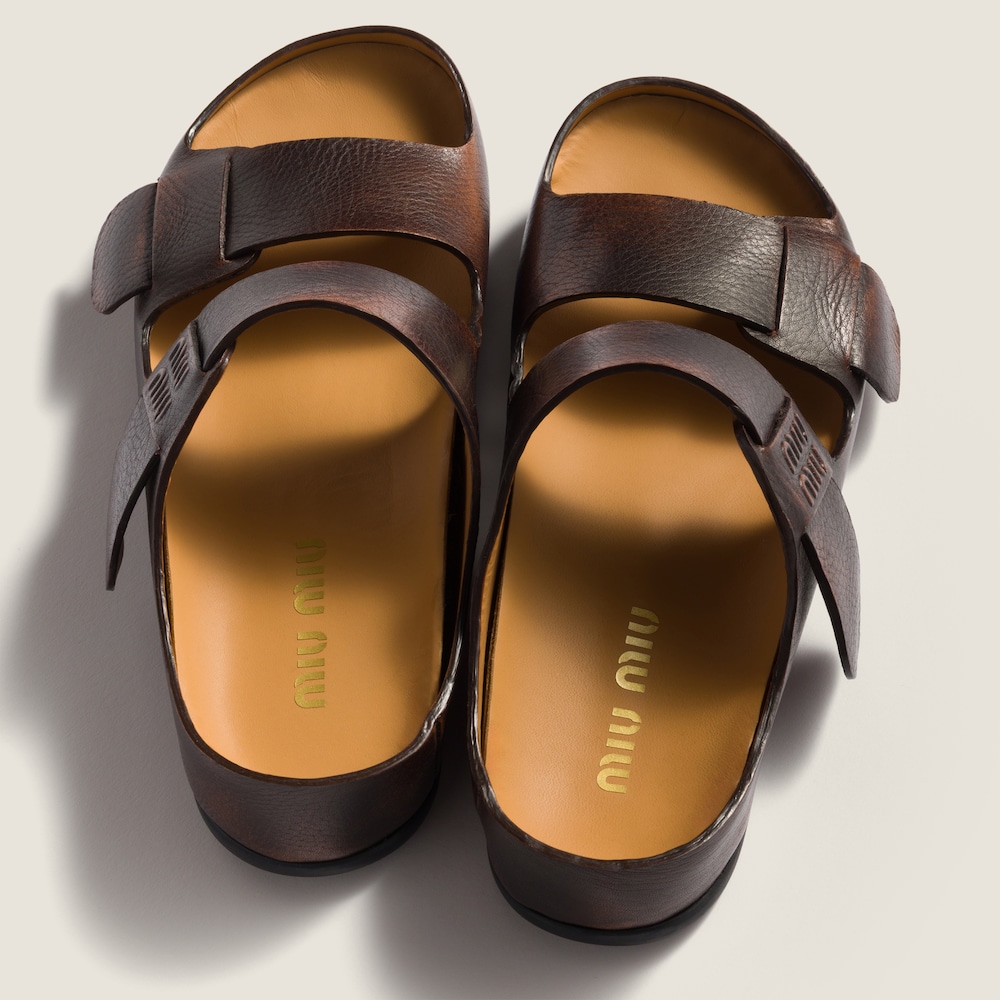 Miu Miu Bleached leather sandals Palisander