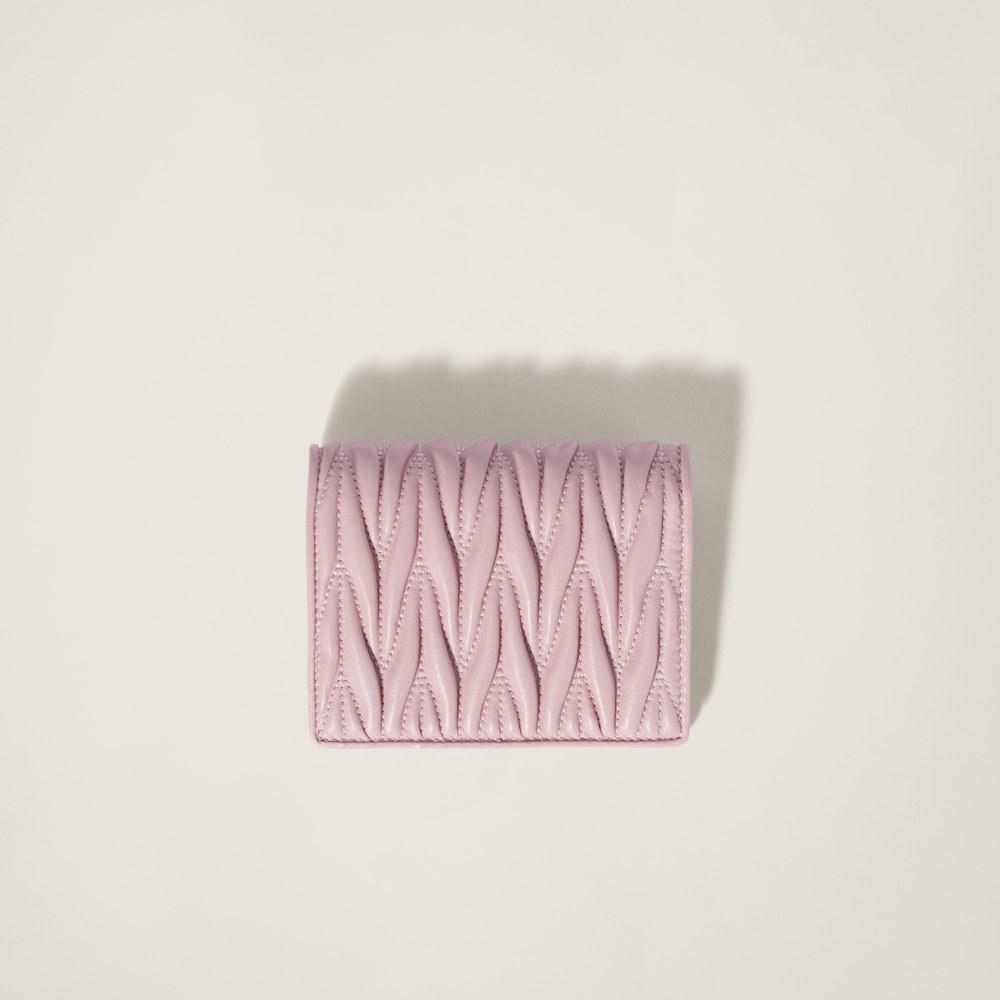 Miu Miu Small matelassé nappa leather wallet Alabaster Pink