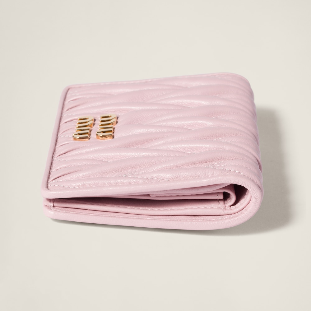 Miu Miu Small matelassé nappa leather wallet Alabaster Pink
