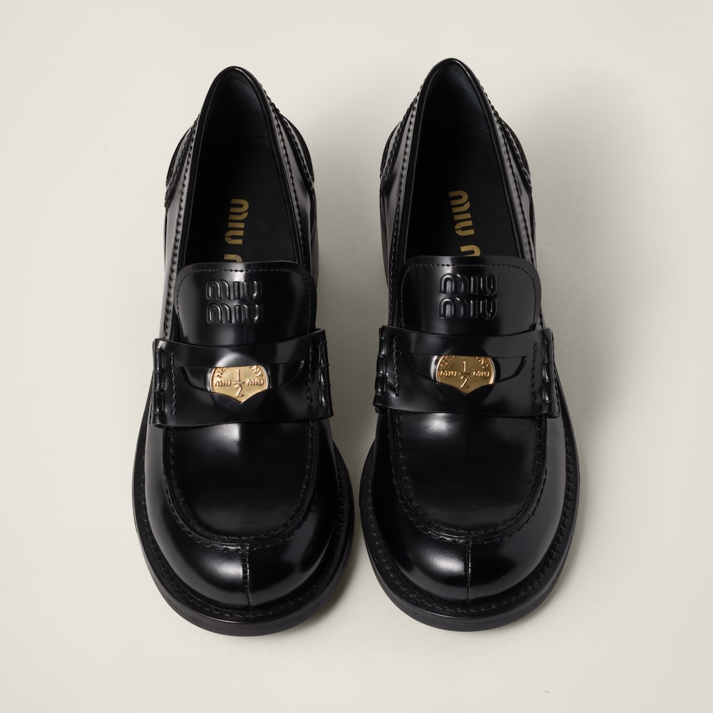 Miu Miu Brushed leather loafers Black