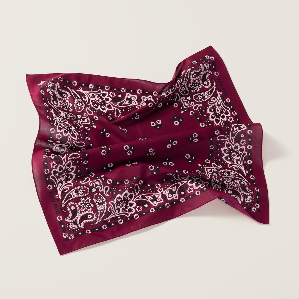 Miu Miu Printed poplin scarf - Amaranth Red/Maize Yellow