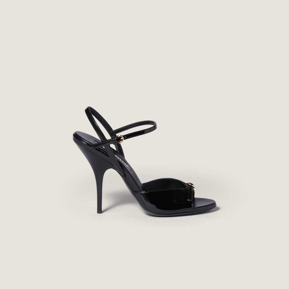 Miu Miu Patent leather sandals with buckles Black