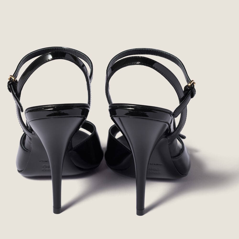 Miu Miu Patent leather sandals with buckles Black