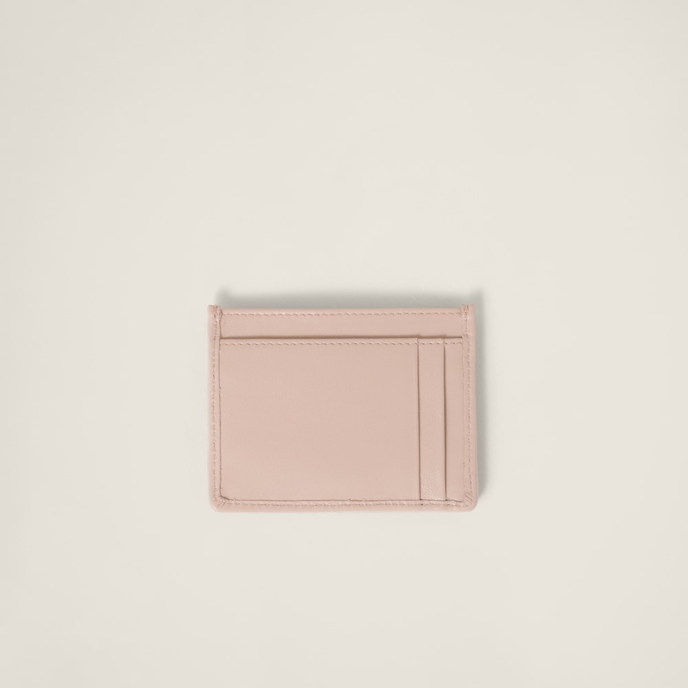 Miu Miu Matelassé nappa leather card holder Powder Pink