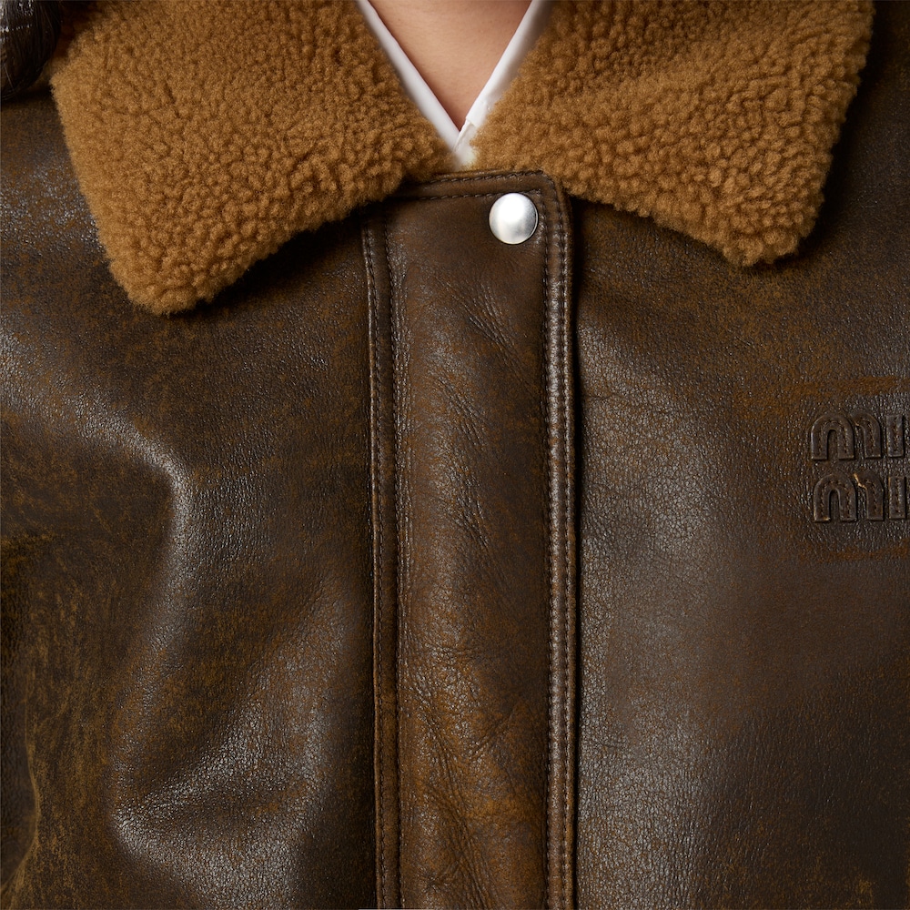 Miu Miu Shearling blouson jacket Dark Brown