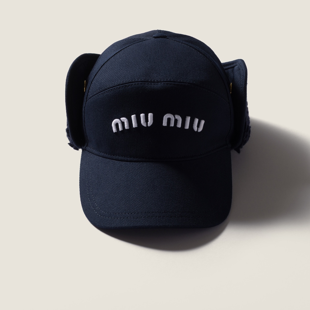 Miu Miu Drill and fleece cap - Navy