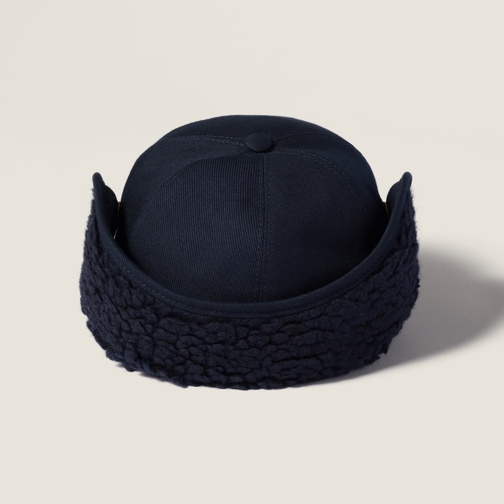 Miu Miu Drill and fleece cap - Navy