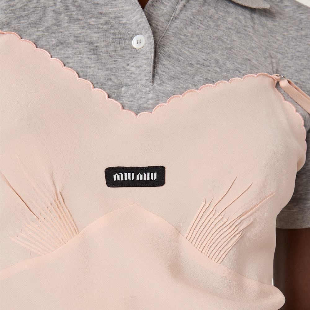 Miu Miu Marocain crepe top Peach / Gray
