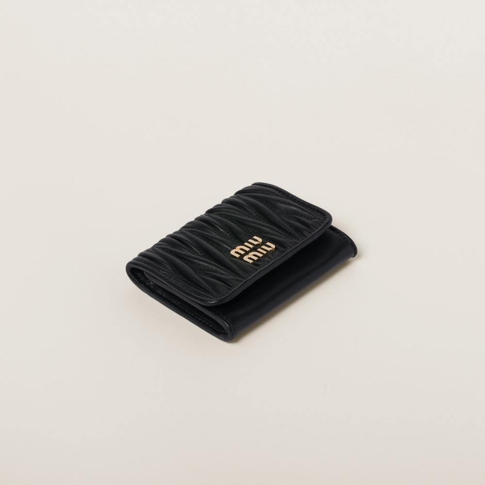 Miu Miu Matelassé nappa leather card holder Black