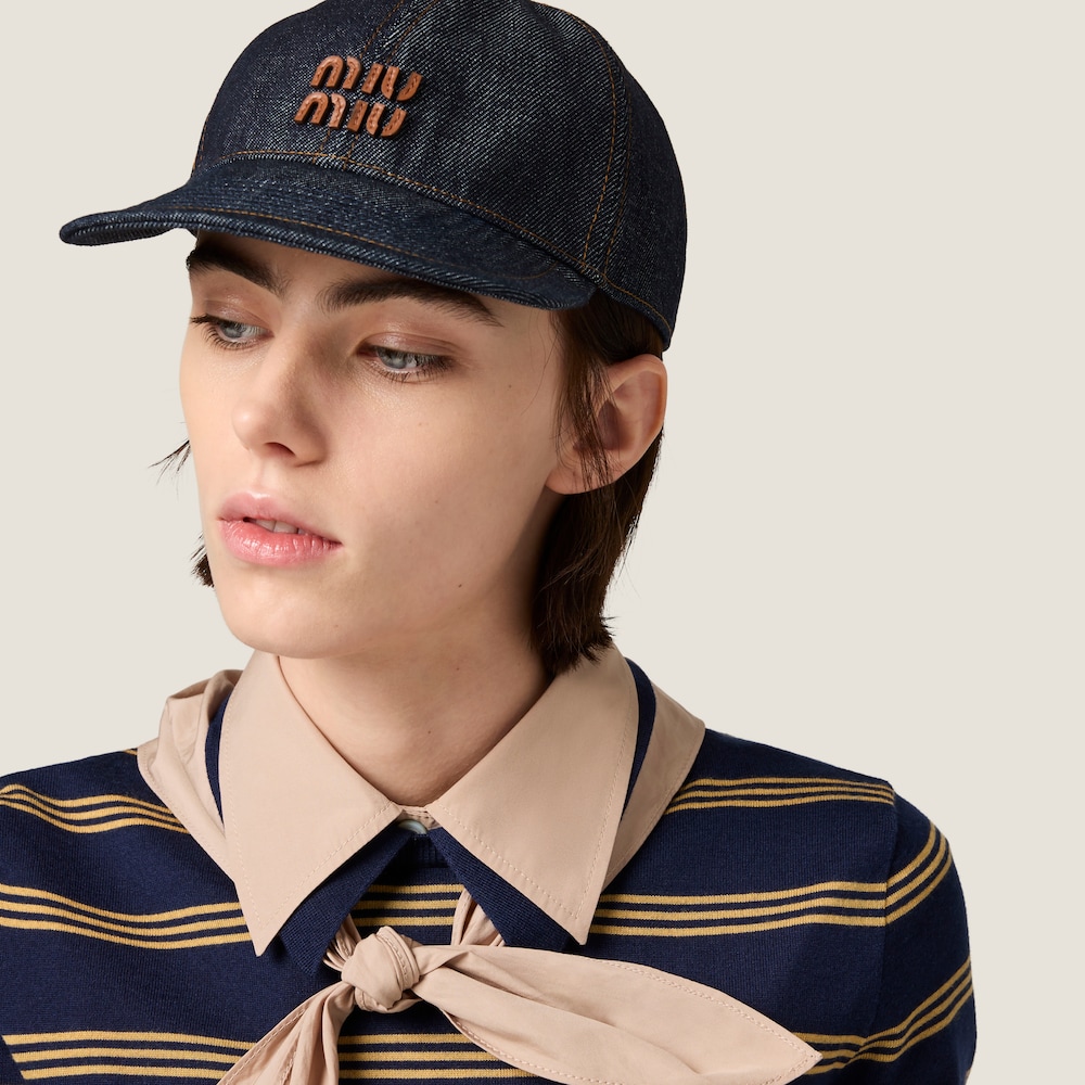 Miu Miu Denim baseball cap - Blue/Brandy