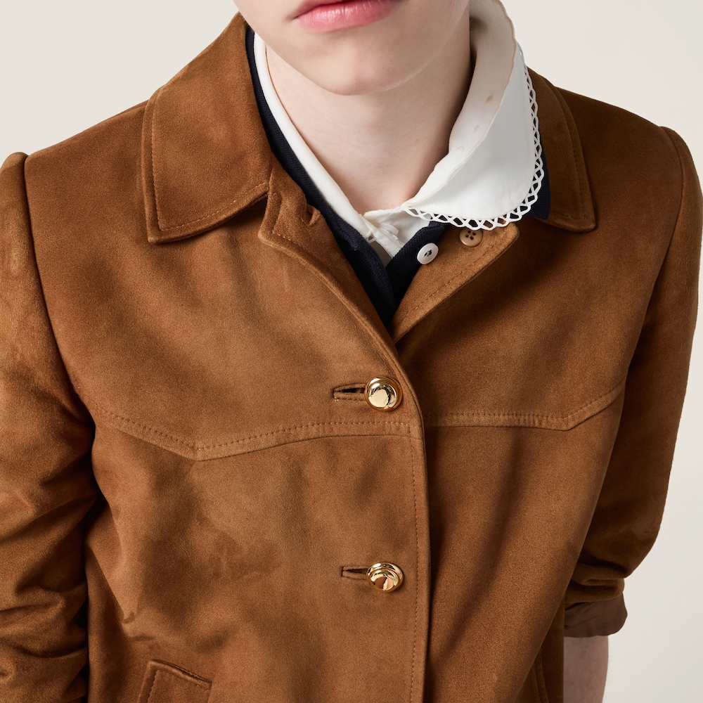 Miu Miu Waxed suede coat Cinnamon