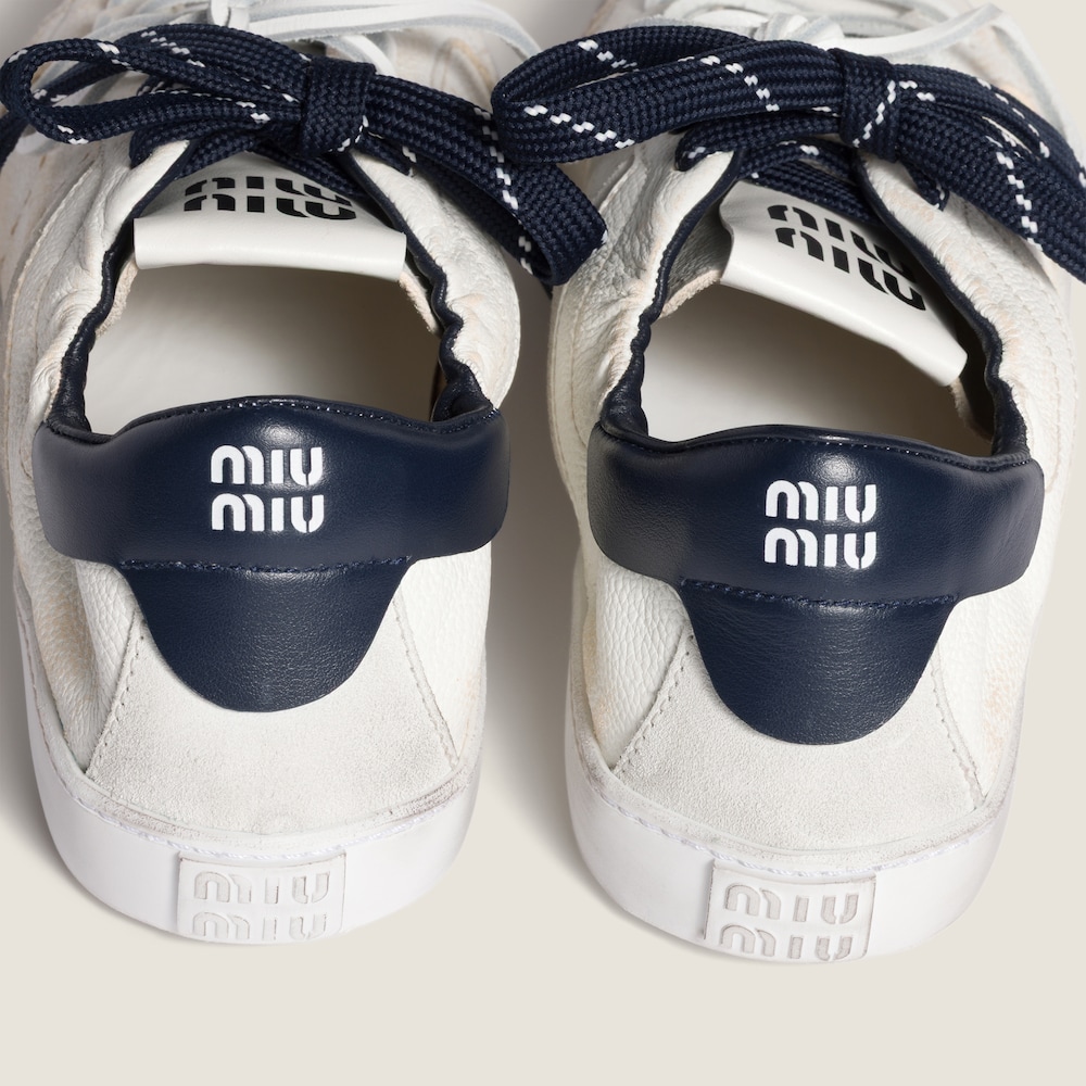 Miu Miu Deco' leather sneakers White / Royal blue