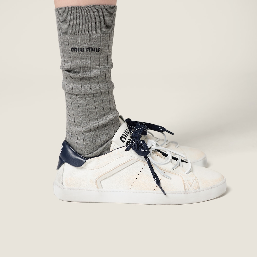 Miu Miu Deco' leather sneakers White / Royal blue
