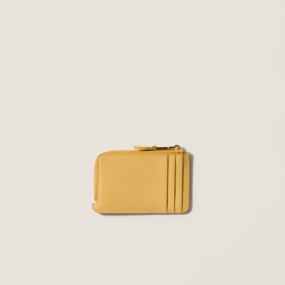 Miu Miu Leather pouch card holder Yellow
