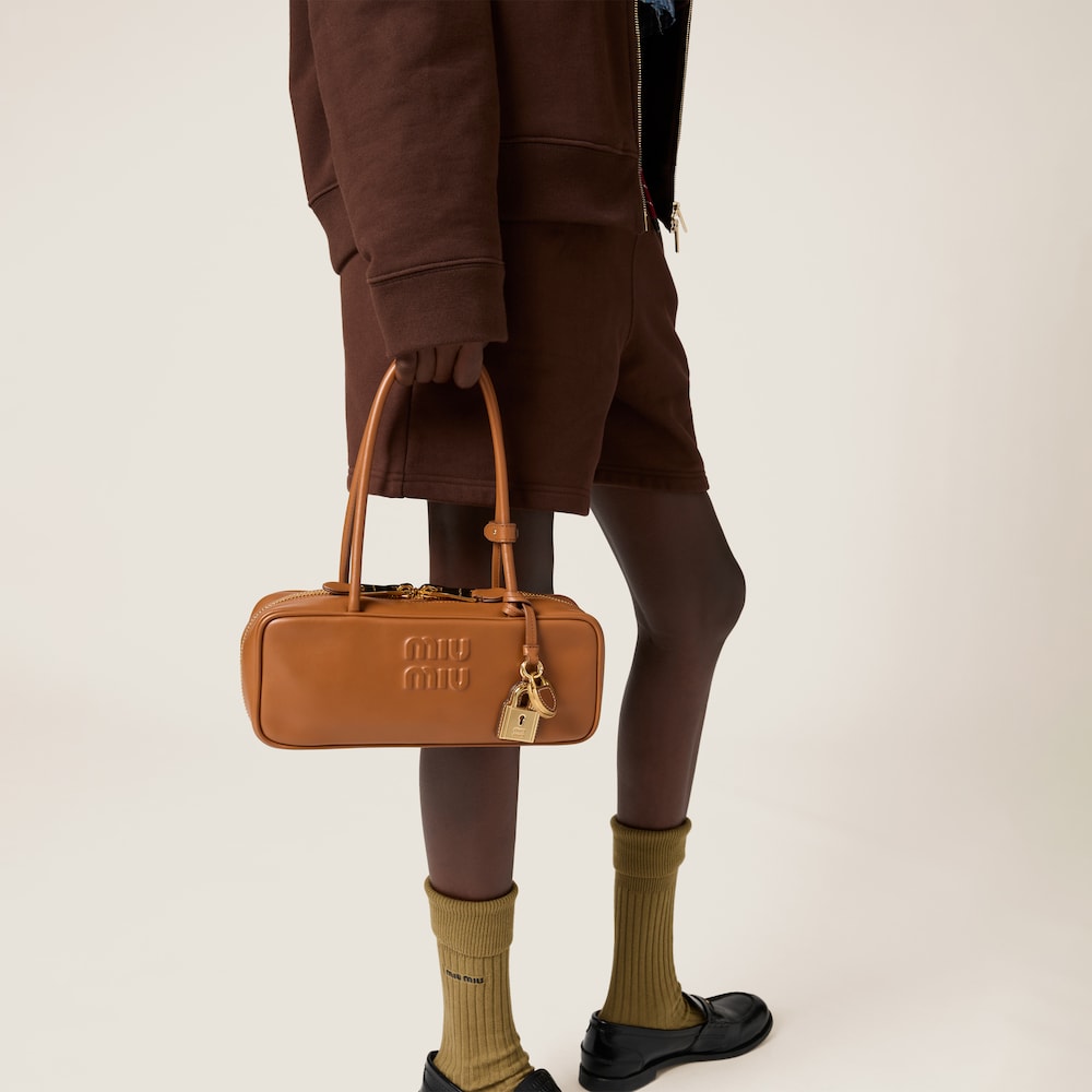 Miu Miu Beau leather bag Cognac