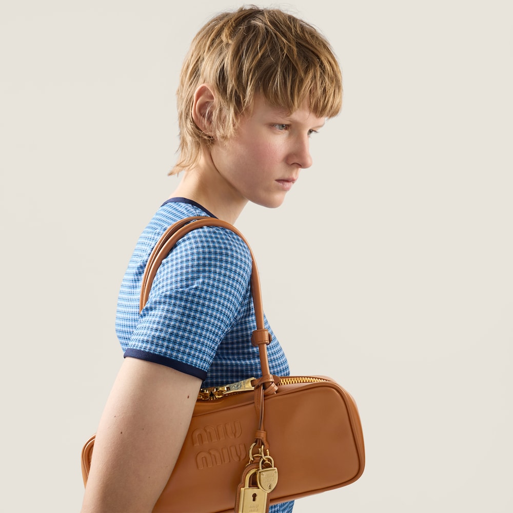 Miu Miu Beau leather bag Cognac