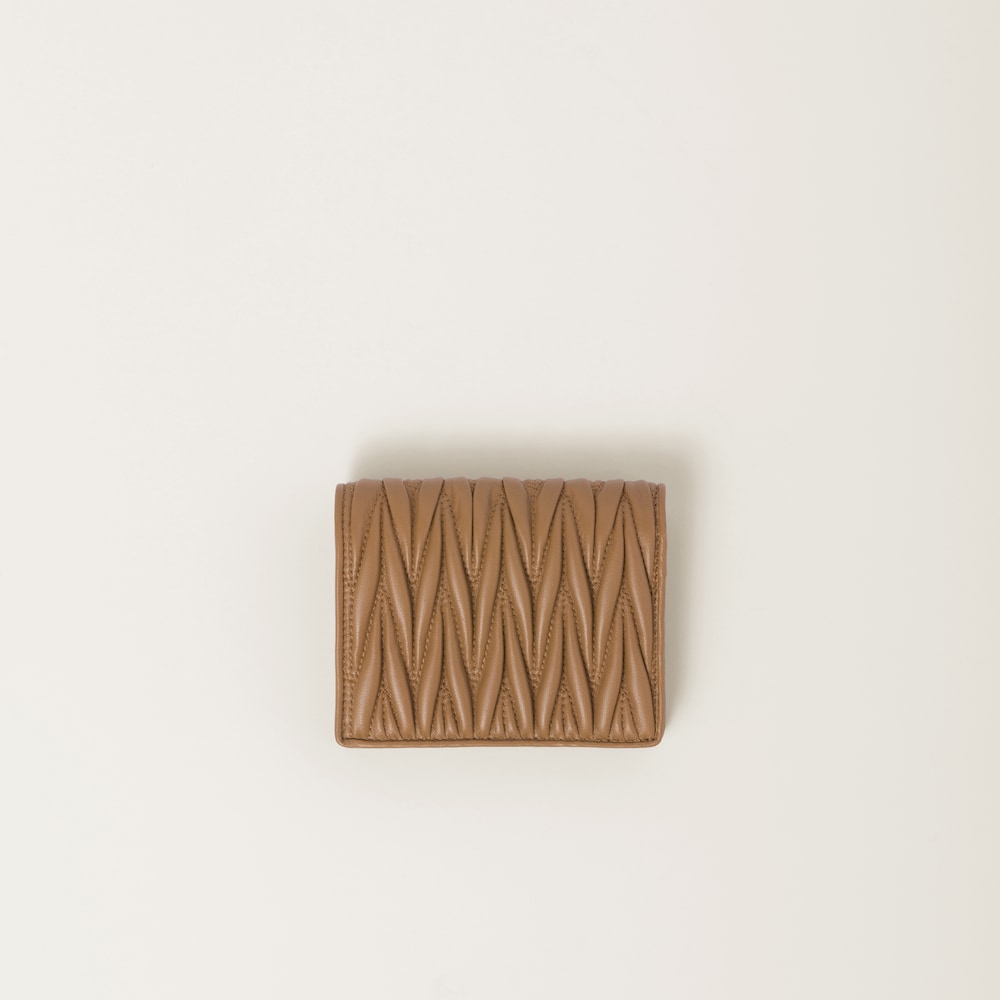 Miu Miu Small matelassé nappa leather wallet Caramel