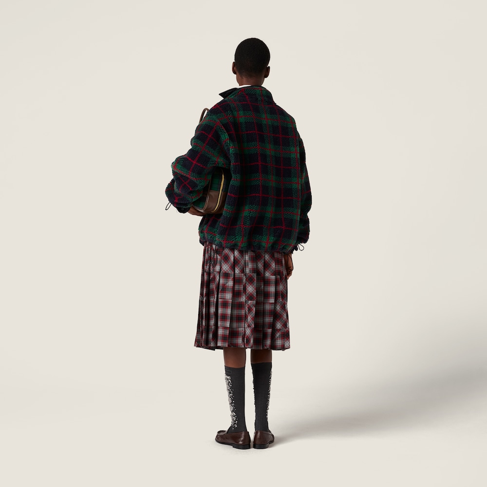 Miu Miu Checked teddy zipper jacket Blue / Green