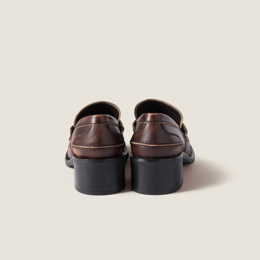 Miu Miu Decò calf leather loafers Ebony
