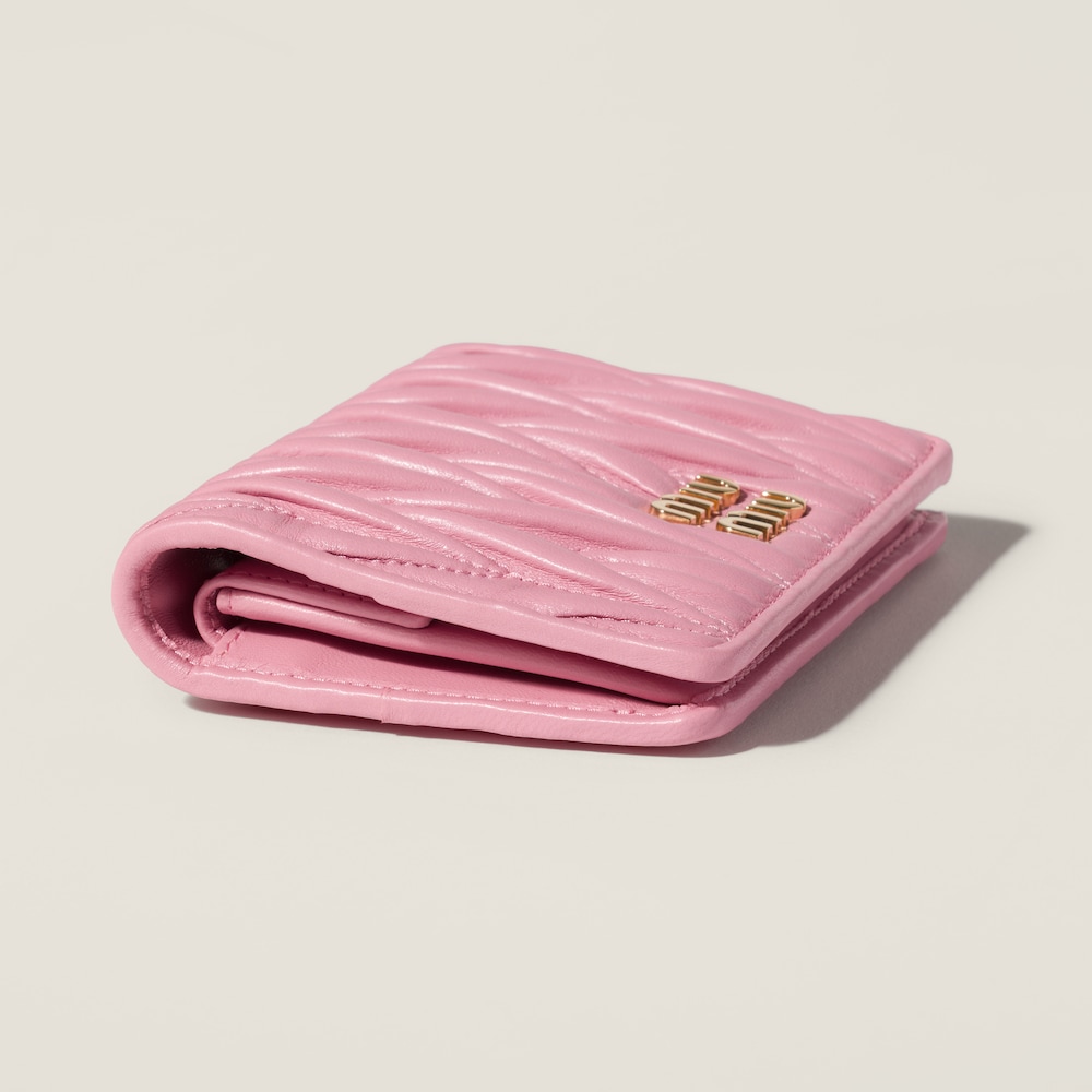 Miu Miu Small matelassé nappa leather wallet Pink