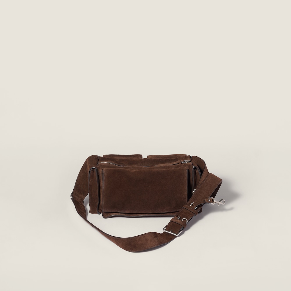 Miu Miu Utilitaire suede shoulder bag Dark Brown