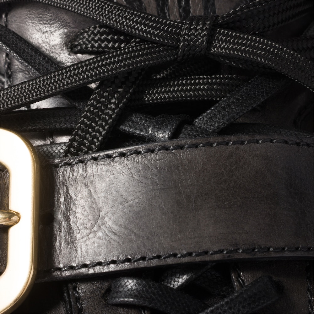 Miu Miu Gymnasium leather sneakers with buckle Black