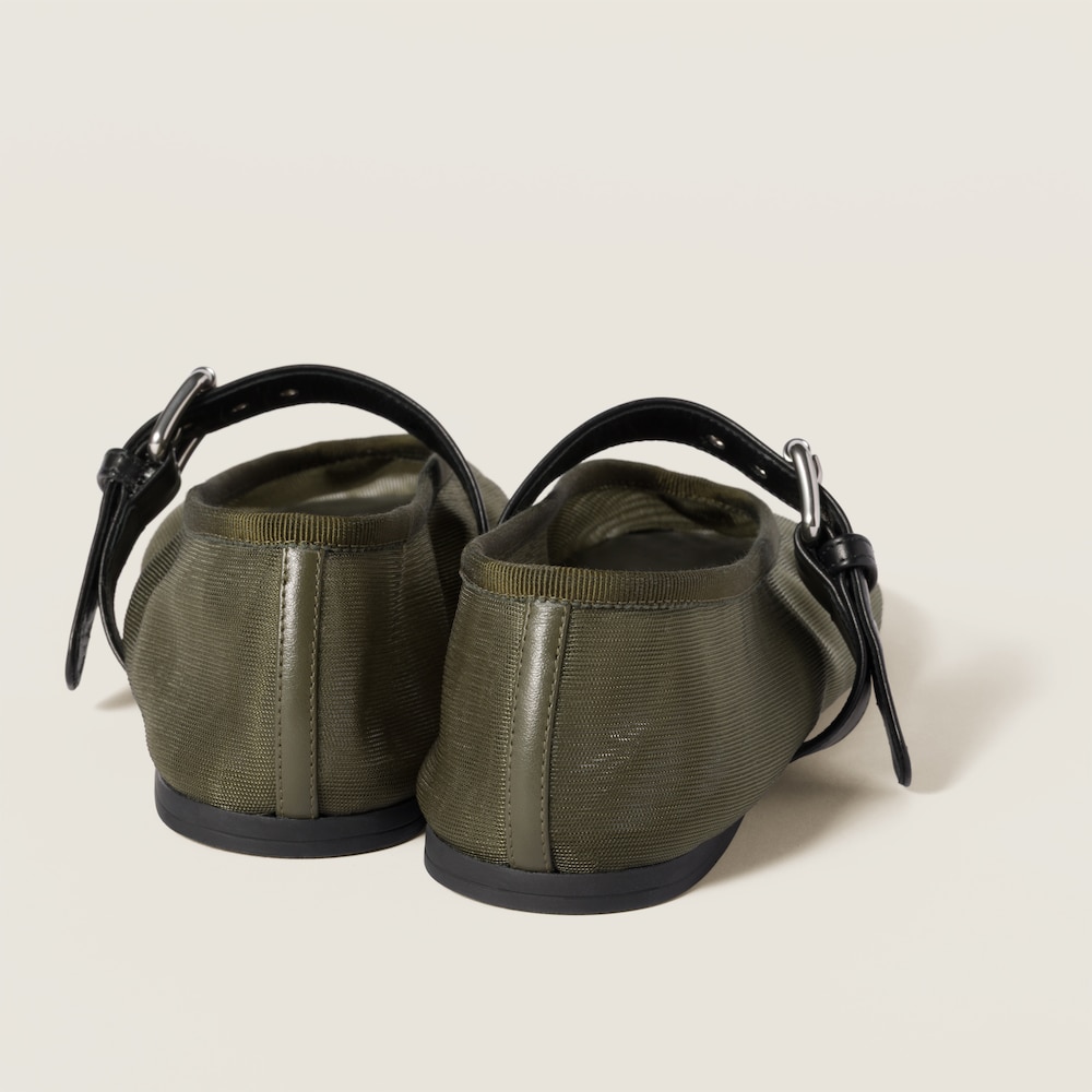 Miu Miu Mesh fabric ballerinas Olive Green