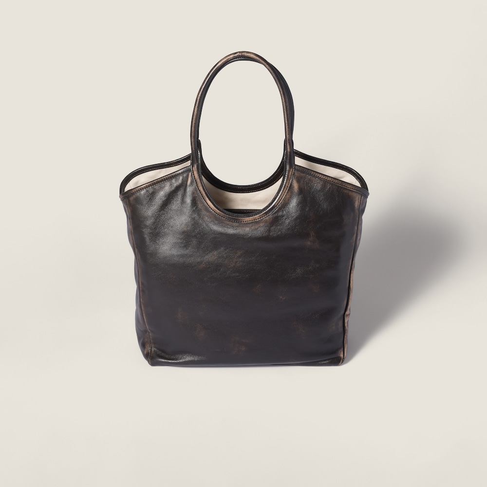 Miu Miu Ivy leather tote bag Coffee