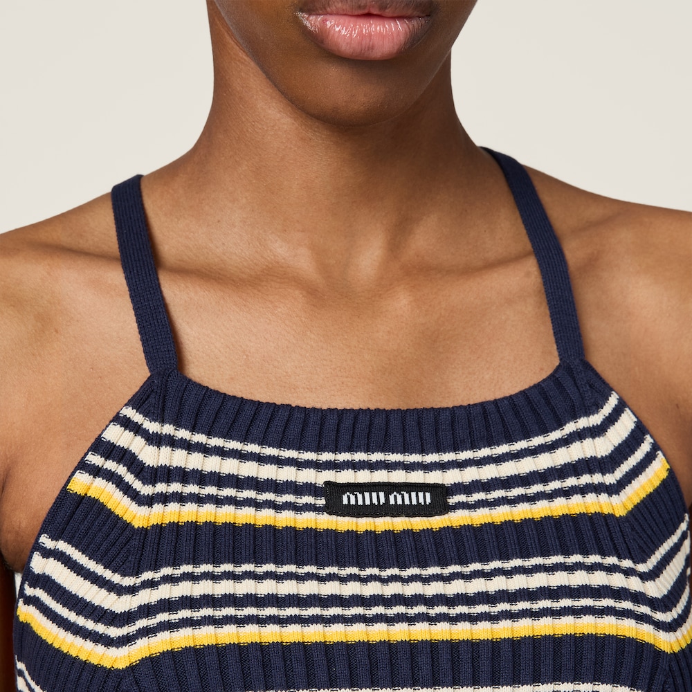 Miu Miu Cotton knit mini dress Navy