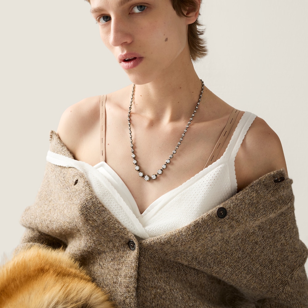 Miu Miu Metal necklace with crystals Silver