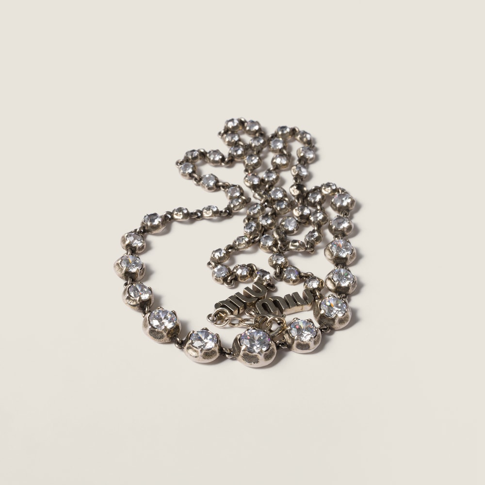 Miu Miu Metal necklace with crystals Silver