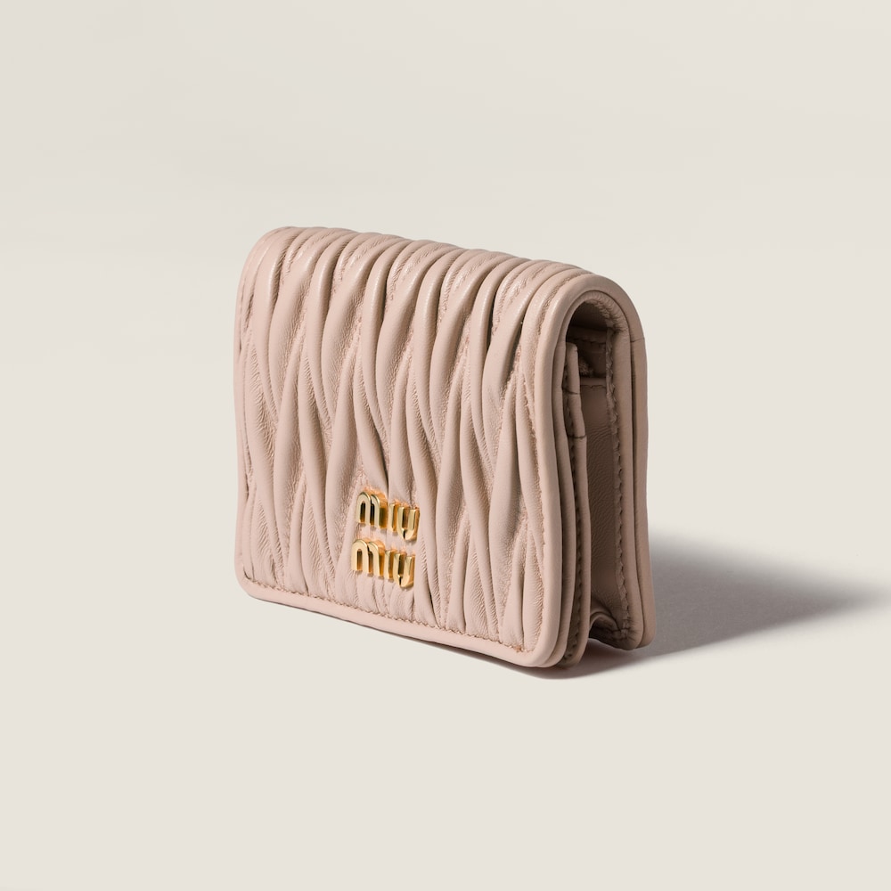 Miu Miu Small matelassé nappa leather wallet Powder Pink