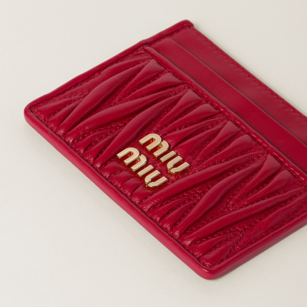 Miu Miu Matelassé nappa leather card holder Red