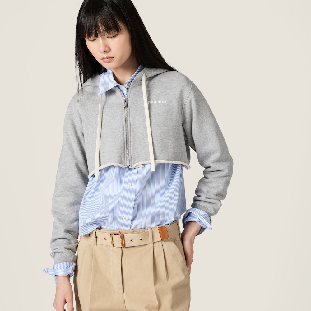 Miu Miu Cropped hoodie jacket Grey