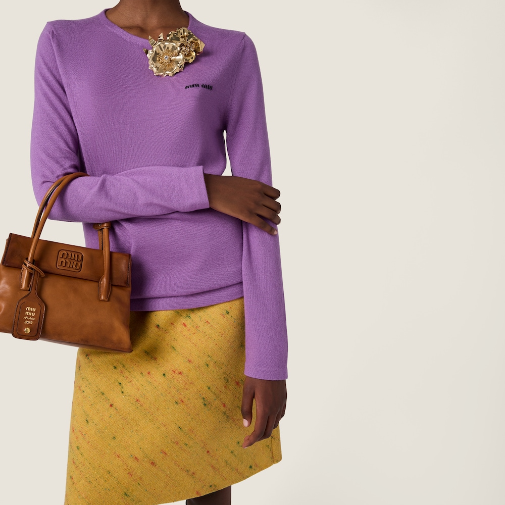 Miu Miu Cashmere and silk crew-neck sweater Wisteria