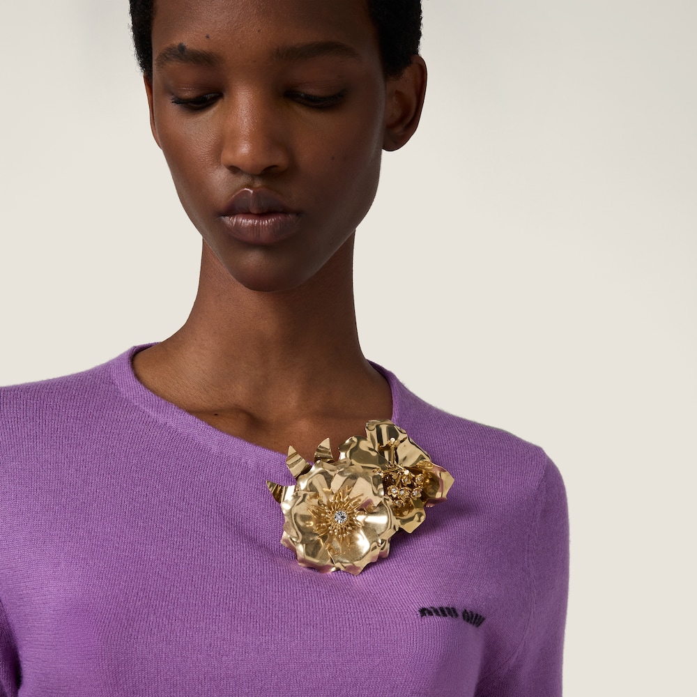 Miu Miu Cashmere and silk crew-neck sweater Wisteria